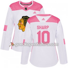 Chicago Blackhawks Patrick Sharp 10 Adidas 2017-2018 Wit Oranje Fashion Authentic Shirt - Dames